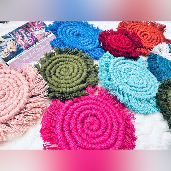 NEW [5pc] @soul_embellish Handwoven Macramé Coasters Furniture Savers Home Decor - Picture 7 of 16